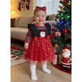 thumbnail image 3 of Cjfdfy Newborn Baby Girl Christmas Outfit Long Sleeve Romper Santa Embroidery Tulle  Star Patchwork Dress Bow Headband 3 Piece Set Infant Christmas Dress Fall Winter Clothes Set 0-24M, 3 of 9