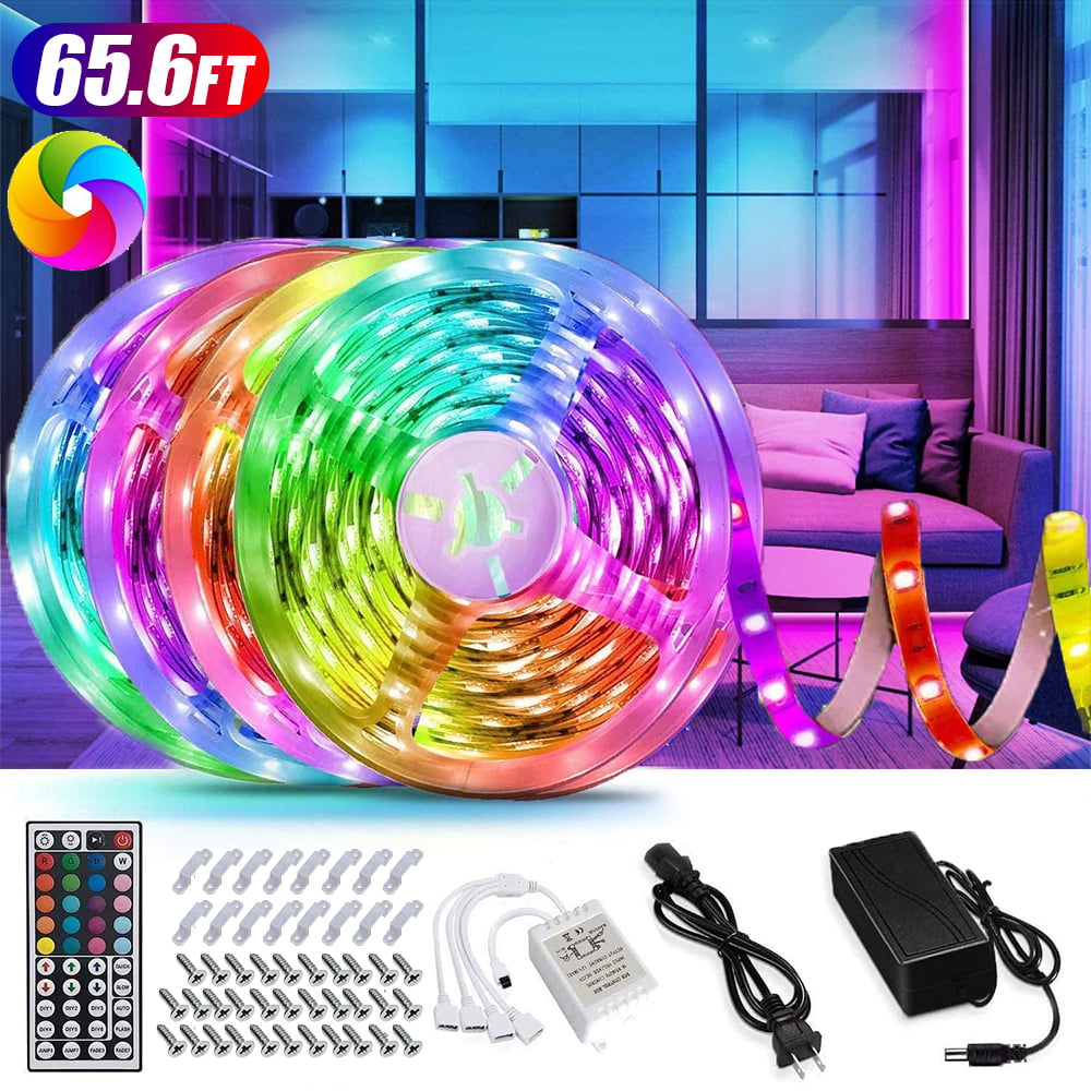 Details about   65.6ft RGB 3528 Led Strip Lights 44key Remote Home Bedroom Living Room Party Bar