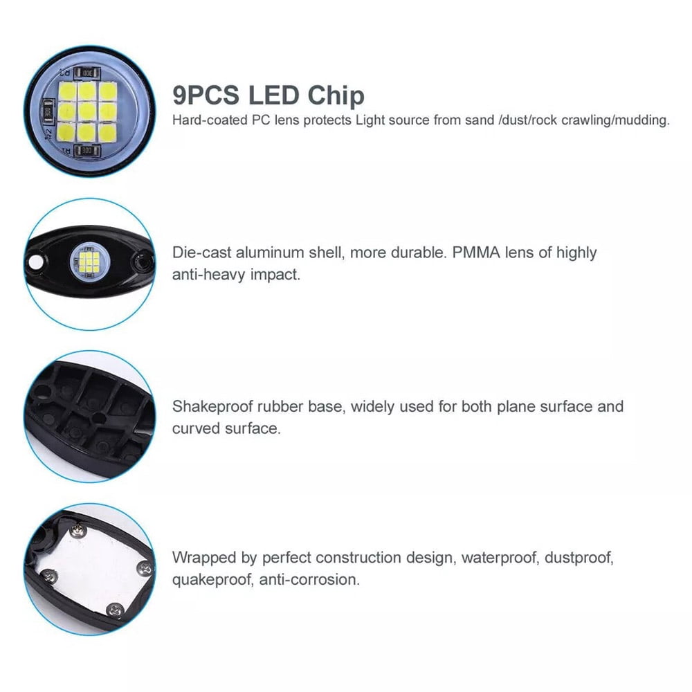 24PCS White LED Rock Light Pods Underbody Glow Kit For Offroad SUV Pickup Truck UTV Jeep, Waterproof 12V-24V Wheel Well & Chassis Lighting
