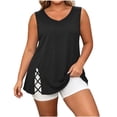 thumbnail image 3 of DDAPJ pyju 2026 Summer Tank Top Womens Plus Size Tunic Tops Side Split V Neck Sleeveless Blouses Hide Belly Shirt Black L, 3 of 8
