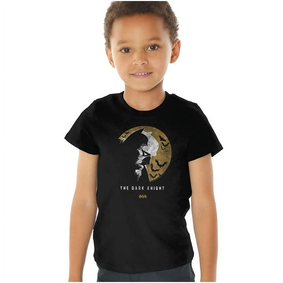 Batman Dark Knight Moon Kids T Shirt (3) for Youth Toddler Boys and Girls, Black