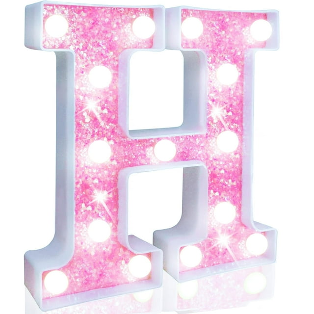 Carpa LED Pooqla con forma de letra para marquesina, color rosa claro, funciona con pilas