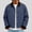 Navy, variant on Josdec Men's Cropped Vintage Workwear Jacket, Contrast Corduroy Collar and Cuffs Button Front Coat with Patch Pockets for Street Style S‑2XL