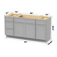 thumbnail image 6 of Vanity Art 63" Freestanding Bathroom Vanity Cabinet without Top in Gray, 6 of 6