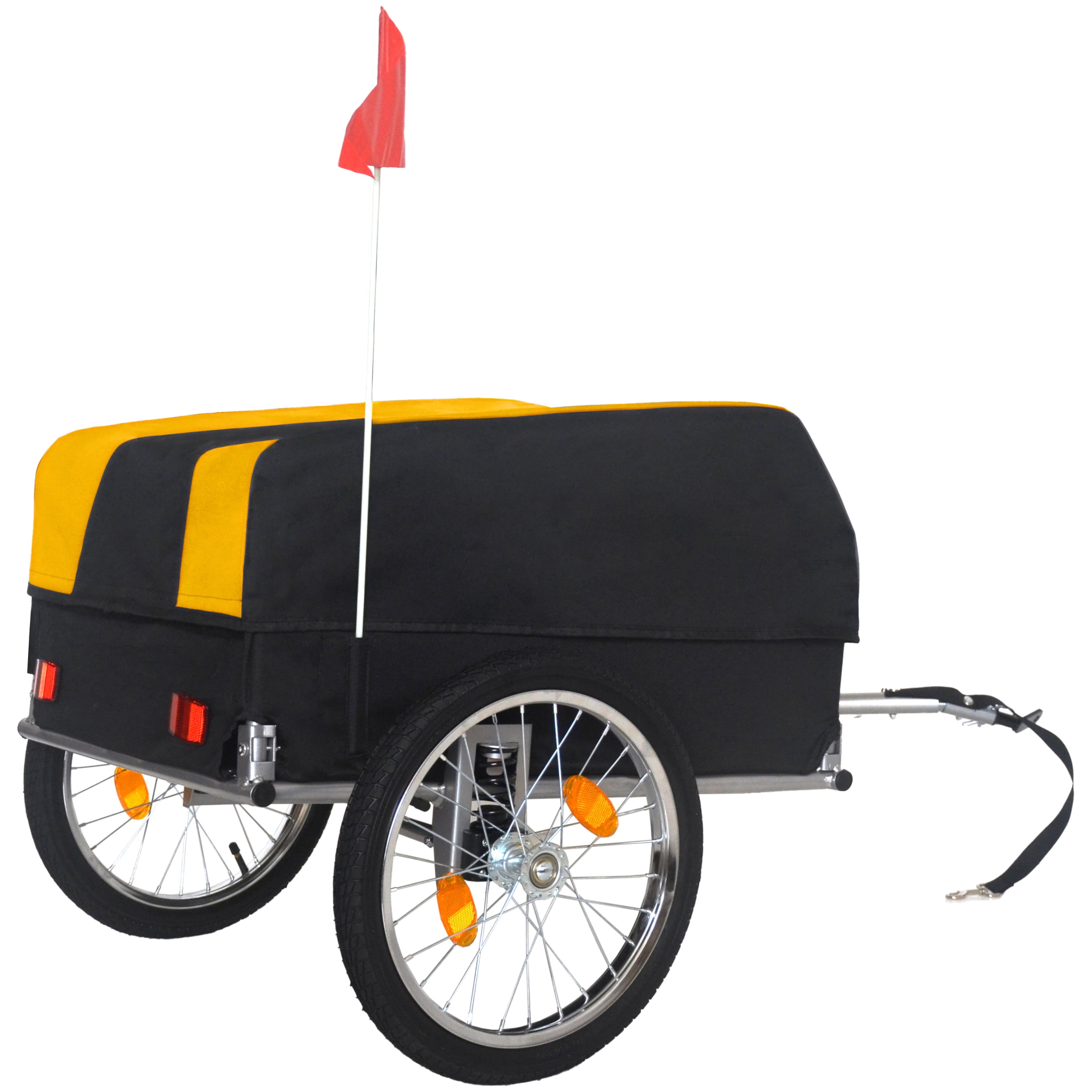 Heavy-Duty Bike Cargo Trailer with Removable Waterproof Cover, 88 lbs Capacity, 16" All-Terrain Wheels & Foldable Design for Camping, Groceries