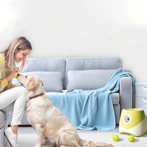 Lanzador de Pelota Automática de Perros, Batería de 2200 Mah Interactive Interactive de 2200 Mah Con 3 Mini Pelotas de Tenis para Al Aire Libre para Gatos