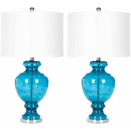 Navy Art Glass Frame - Safavieh Glass Table Lamp with CFL Bulb, Multiple Colors, Set of 2