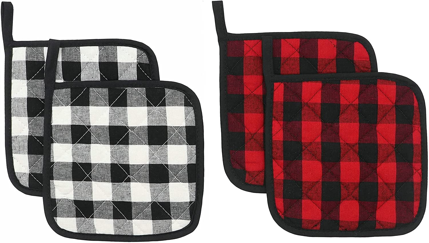 5pack Gingham Kitchen Oven Mitt and Pot Holders Heat Resistant Hot Pads Mats Set