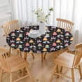 thumbnail image 3 of Black Princess Castle Rainbow Pattern Round Fitted Tablecloth with Elastic Edge,Dining Table Cover Waterproof,Outdoor Round Tablecloth for Camping,Dining,Indoor and Outdoor, 3 of 7