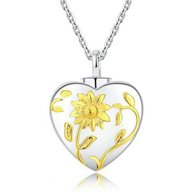 PWFE Cremation Jewelry for Ashes, Sunflower Urn Necklace, Keepsake Memorial  Gift for Ashes of Loved Person or Pets(Style 2)
