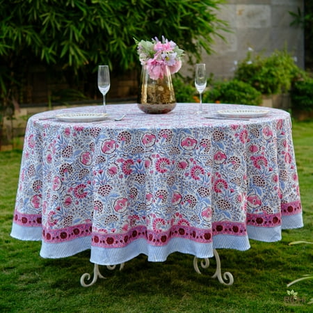 

Pigeon Blue and Flamingo Pink Round Tablecloth Blue Table Cover Party Tablecloth Table Linen Dining Table Decor