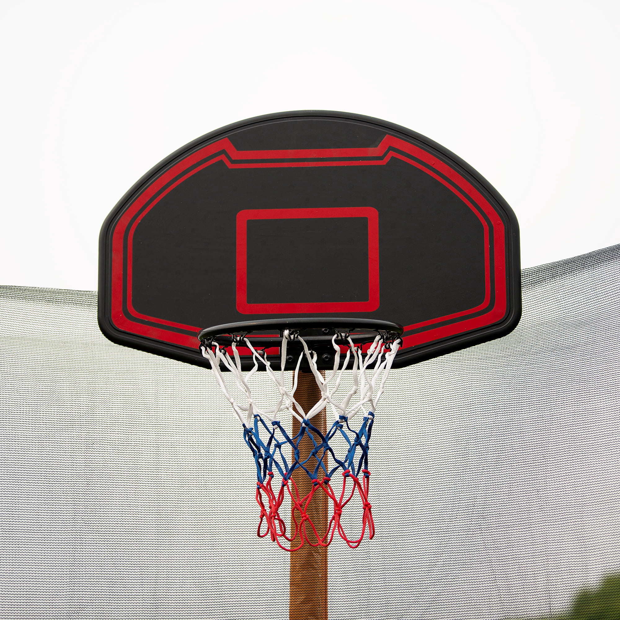 YC 14FT Trampoline with Basketball Hoop Inflator and Ladder(Inner Safety Enclosure) Blue A+B