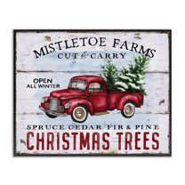 Stupell Industries Mistletoe Farm Trees Holiday Painting Black Framed Art Prints Wall Art, 20 x 16