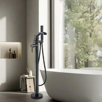 Oil Rubbed Bronze Freestanding Floor Mount Tub Filler Bathtub Faucet with Hand Shower