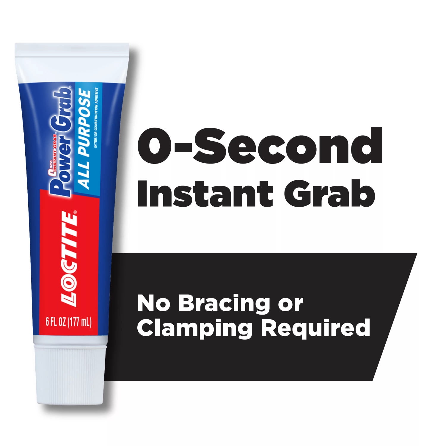 (2 pack) Loctite Power Grab Construction Adhesive All Purpose, Pack of 1, White 6 fl oz Tube
