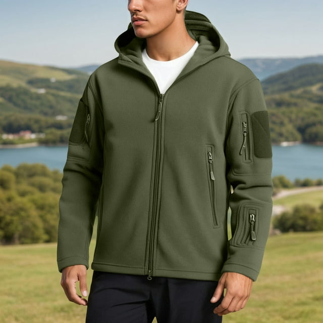 MHFRRA Chaqueta con Capucha para Exteriores, Cálida, Resistente Al Viento, Suave, Térmica, con Capucha para Clima Frío Verde