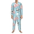 thumbnail image 4 of Kll Cute Panda Flying In The Sky Sleepwear Mens Flannel Pajamas,Long Cotton Pj Set, 4 of 9