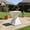 White, variant on 18.5"H Modern Outdoor Concrete Side Table with Sculptural Fluted Design - White Marble