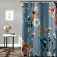 thumbnail image 2 of Chilfamy Watercolor Floral Shower Curtain, Blue Beige Flower Shower Curtain for Bathroom, Modern Minimalist White Waterproof Fabric Shower Curtain Set with Hooks White, 2 of 7