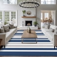 thumbnail image 4 of Gray Navy Washable Living Room Rugs 5'x7', Blue Stripe Minimalist Vertical Stripes Modern Art Low Pile Throw Large Area Rugs Non-Slip Sturdy Edge Binding Carpet for Dining Room Bedside Kitchen, 4 of 9