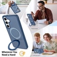 thumbnail image 3 of Asuwish Phone Case for Samsung Galaxy S25 FE 5G Tempered Glass Screen Protector Magnetic Folding Stand Frosted Translucent Rugged Shockproof Protective Cell Cover S 25 EF AI S25FE 25S Women Men Blue, 3 of 6