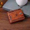 thumbnail image 3 of Moda hombre PU cuero impresión plegable billetera Retro Mini bolsa de dinero (marrón) Tmvgtek Oficina Multiescena Multifunción, 3 of 9