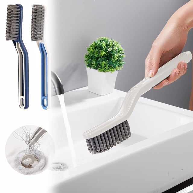 Cepillo dos en uno para raspar y limpiar ventanas - Cepillo multifunción para cocina y baño con mango de agarre Comfort - Asa de 11,2 pulgadas de largo