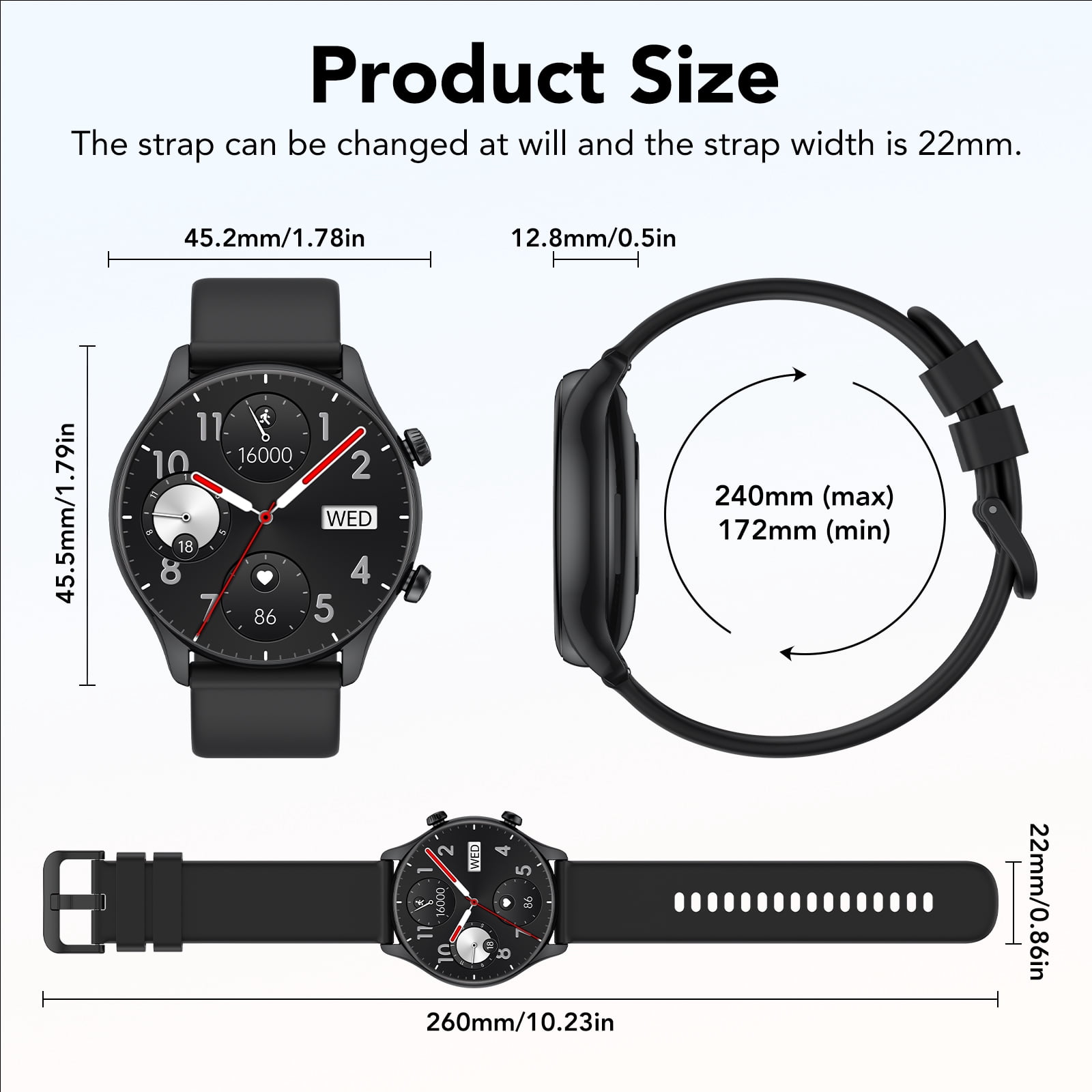 New Men's Smart Watch, 1.39" HD Screen Fitness Tracker with Bluetooth Calling (Answer/Make/Message), Smartwatch Fits for Android and IPhone, 120+ Sports Modes, IP68 Waterproof, for Gift Black