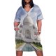 thumbnail image 1 of Vestido de noche para mujer, falda larga con bolsillo, ilustración fotográfica del famoso e histórico Taj Mahal., 1 of 6