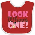 thumbnail image 3 of Inktastic Look Who is One Owl Girls Baby Bib, 3 of 4