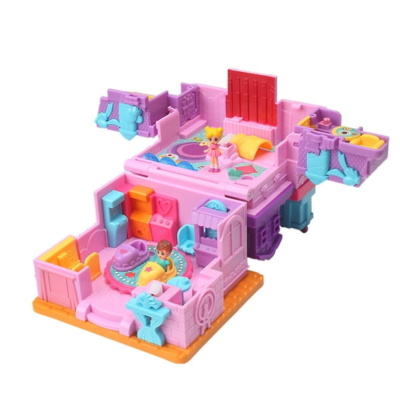 Foldable Princess Castle Doll House Toy For Kids With Lights And Music Pretend Play Set Role Play Educational Toy 9.1X7.5X4.7 Inches 396G