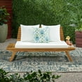 thumbnail image 2 of GDF Studio Bowie Outdoor Acacia Wood Loveseat with Cushions, White and Teak, 2 of 12