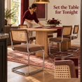 thumbnail image 5 of Coffee Linen Modern Rattan Dining Chairs Set of 4, Cane Back, Dinning Chairs, Sillas de Comedor, Upholstered Mid Century Modern Dining Room Chair, Chrome Metal Kitchen Chair, 5 of 9