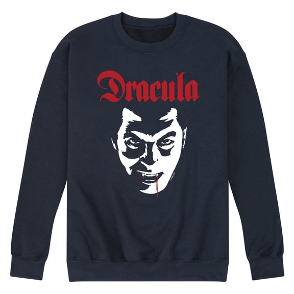 Classic Monsters - Dracula - Blood Dripping from Lip - Men's Crew Neck Fleece Pullover
