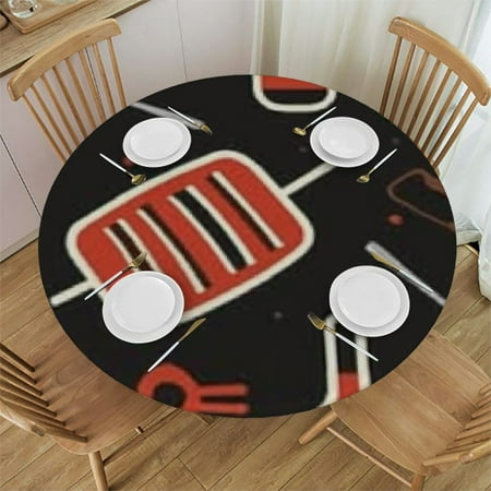 

Sheronv Grill Items Round Tablecloth Stain-Resistant and Washable 100% Polyester Outdoor Fitted Single-Sided Printing 38 -42