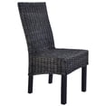 thumbnail image 3 of vidaXL Dining Chairs 6 pcs Black Kubu Rattan and Mango Wood, 3 of 5