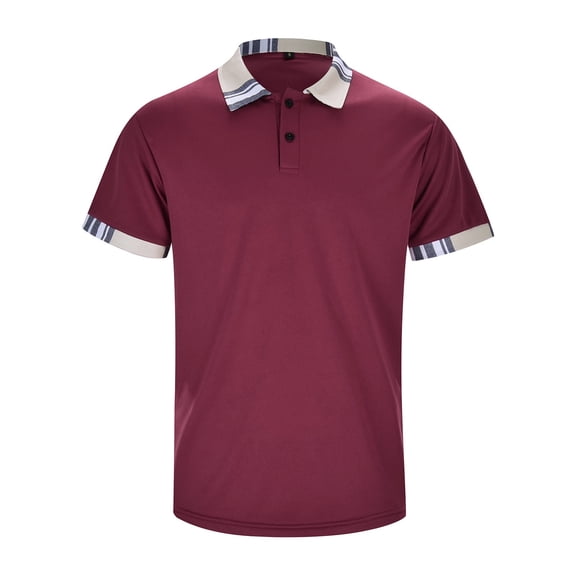 Mens Polo T Shirts Short Sleeve Button Polo Tees Basic Red Mens Outfits