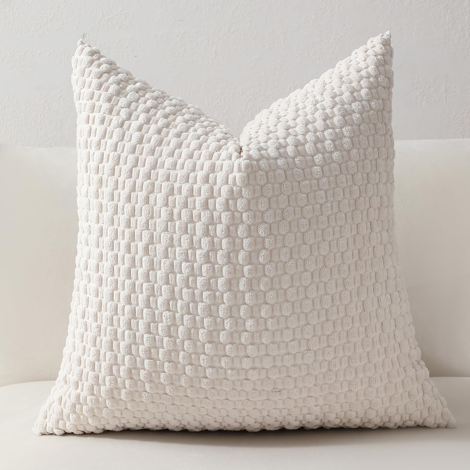 4-Piece Sofa Pillow Cover Set 20x20/18x18 inches, Soft Neutral Color Decorative Cushion Covers, Bohemian Corduroy Square Modern Pillowcases, Suitable for Sofa Living Room Bedding
