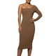 thumbnail image 1 of Gibobby Vestidos de fiesta largos elegantes Vestido plisado de un hombro sexy para mujer Vestido de fiesta de cadera ajustado de manga larga(Café,M), 1 of 5