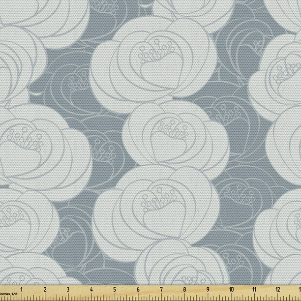 Fl Fabric By The Yard Vertically Arranged Tone Rose Silhouettes Upholstery For Dining Chairs Home Decor Accents Blue Grey Ambesonne Com - Home Decor Fabric By The Yard