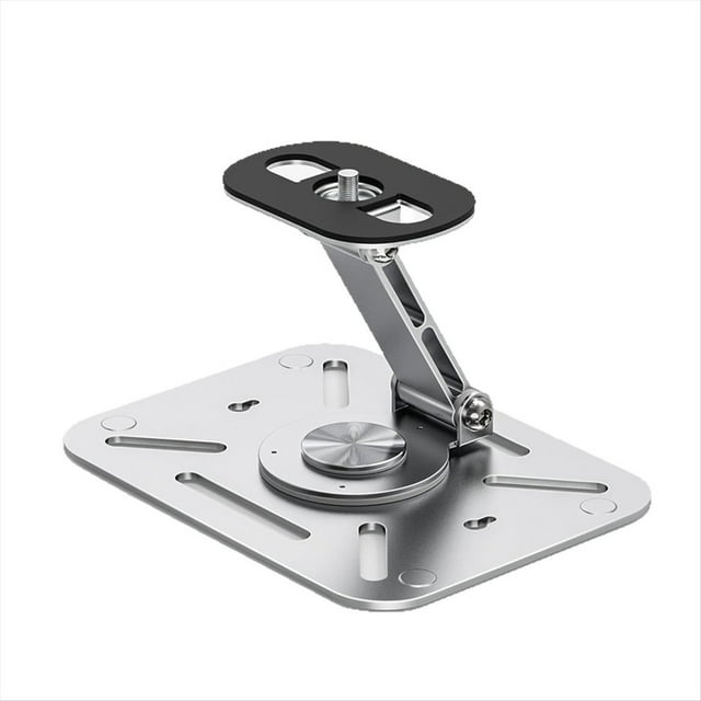Soporte para Proyector de Escritorio, Montaje en Pared y Techo con Rosca de 1/4 de Pulgada, Ajustable, Plegable, Rotación de 360 Grados, Plateado.