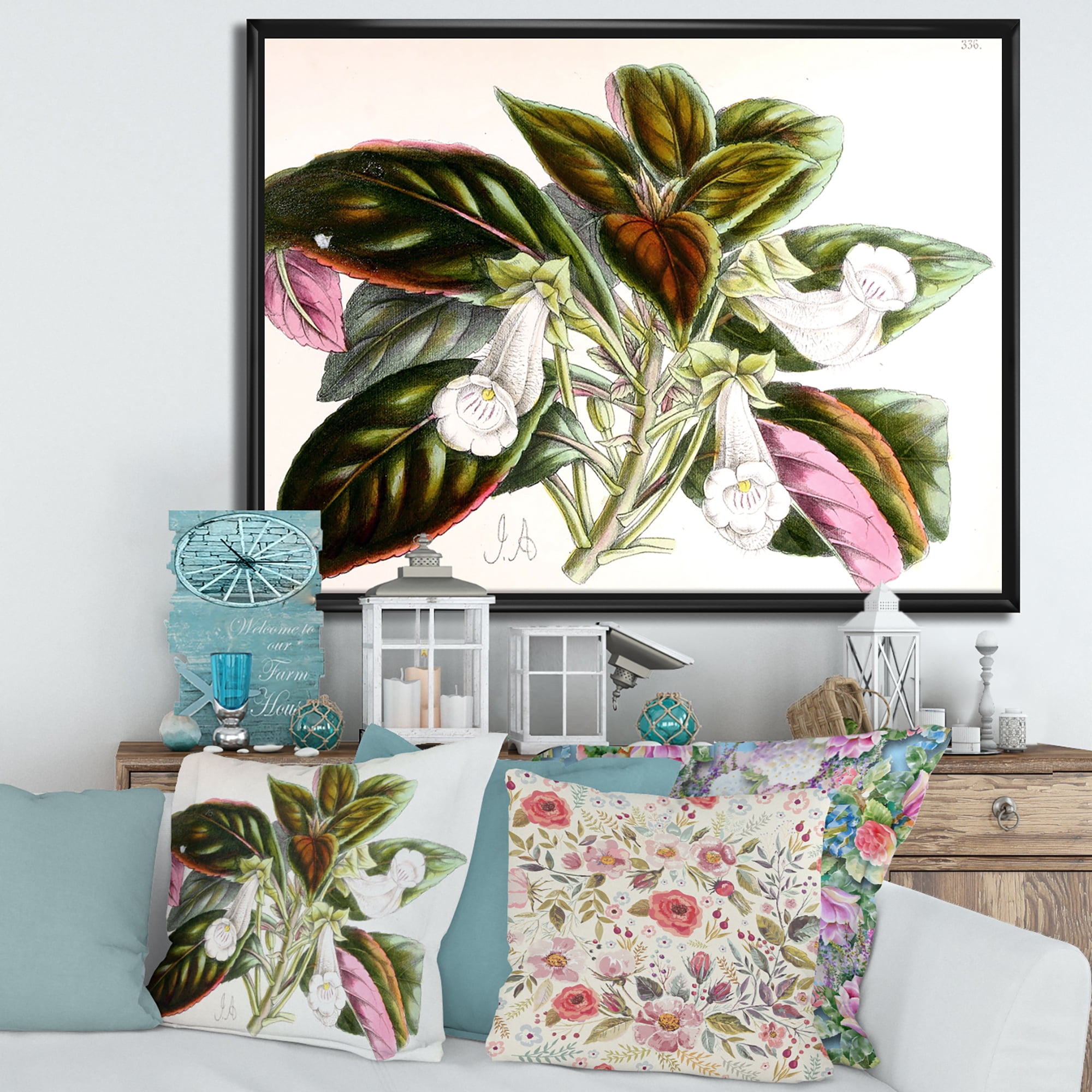 Designart 'Blossoming Vintage Flower V' Traditional Framed Canvas Wall Art Print