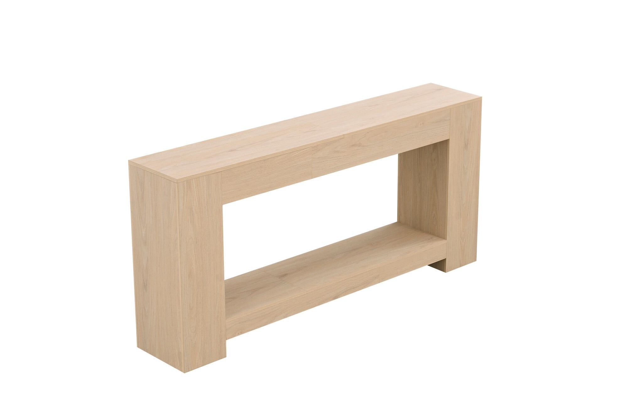 AENKYO 63" Farmhouse Console Table with Storage Shelf, Extra Long 2-Tier Sofa Table for Entryway, Light Oak