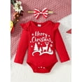 thumbnail image 4 of Liacowi Baby Girls 3Pcs Christmas Outfits Long Sleeve Romper + Striped Print Pants Set Infant Clothes, 4 of 9