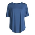 thumbnail image 3 of Time and Tru Women's and Women’s Plus Crewneck Tunic Tee with Short Sleeves, Sizes S-3XL, 3 of 5