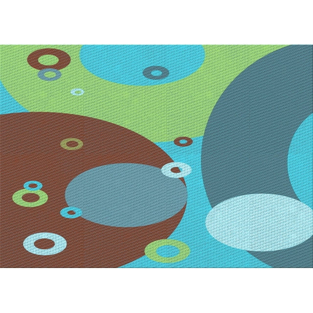 Ahgly Company Tapis d'Intérieur Lavables en Machine Rectangle Transitionnel Vert Turquoise, 2' x 4'