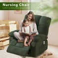 thumbnail image 3 of Massage Recliner Chair with Vibration and Lumbar Heating, 360 Swivel Rocker Recliner with Side Pocket and USB Port, Oversized Single Sofa for Living Room, Green, 3 of 21