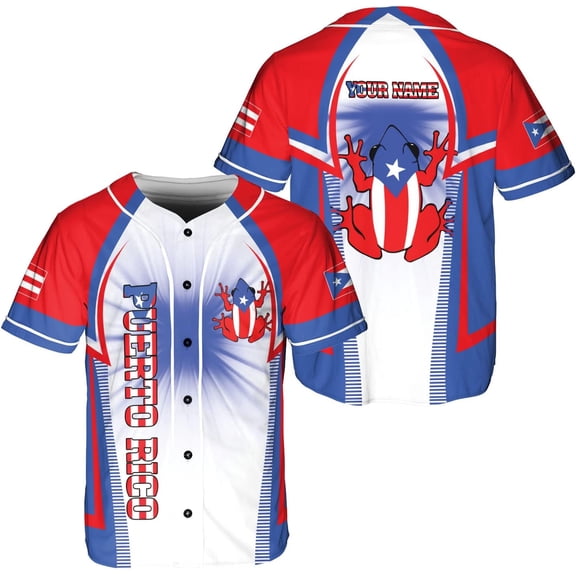 Mostprints Personalized Puerto Rico Baseball Shirt, Customized Team Name Puerto Rican Baseball Jersey for Men and Women S-5XL (S)