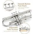 thumbnail image 2 of Eastar Bb Standard Trumpet Set for Student Beginner with Hard Case, Cleaning Kit, 7C Mouthpiece and Gloves, Nickel, 2 of 7