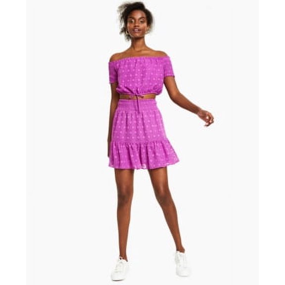 Bar III Saharan Sunset Mocked Waist Mini Skirt Rich Amethyst L